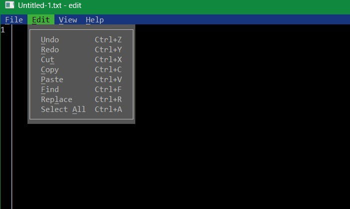Une liste des raccourcis clavier courants utilisés dans Microsoft Edit.
