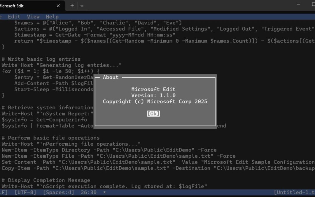 Microsoft Edit est l’éditeur de texte de commande de commande que vous attendiez