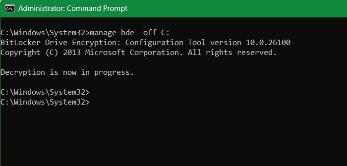 Triangle jaune C Invite de commande bitlocker de lecteur de lecteur