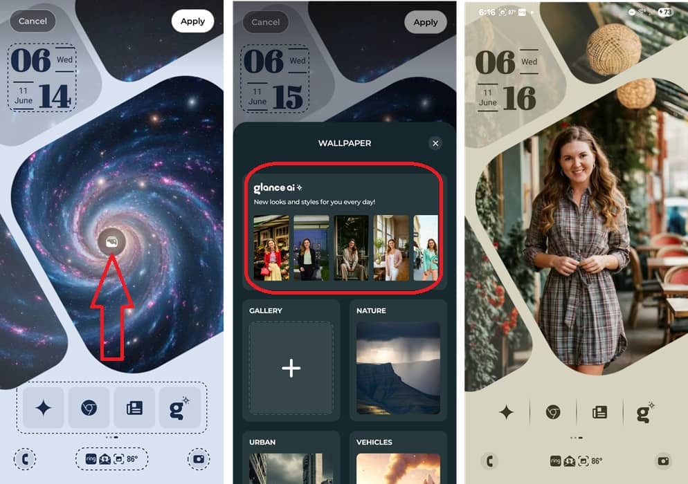 Ajout d'images de style AI Glance à l'écran de verrouillage.
