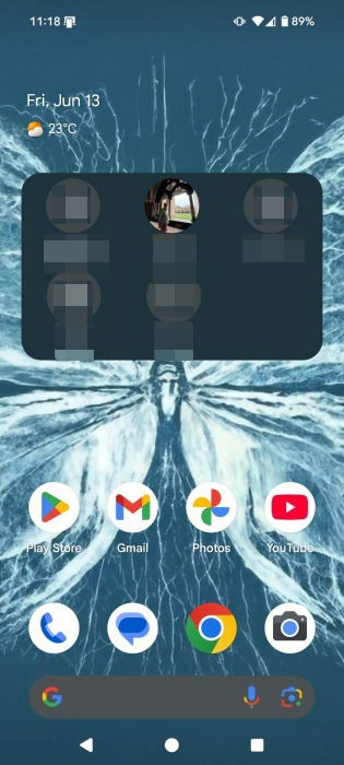 Contact avec l'image View dans Pixel VIPS Widget sur l'écran d'accueil.