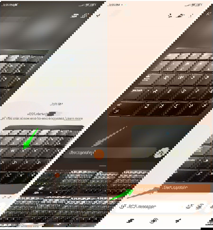 Ajout de légende à la photo dans Google Messages Gallery