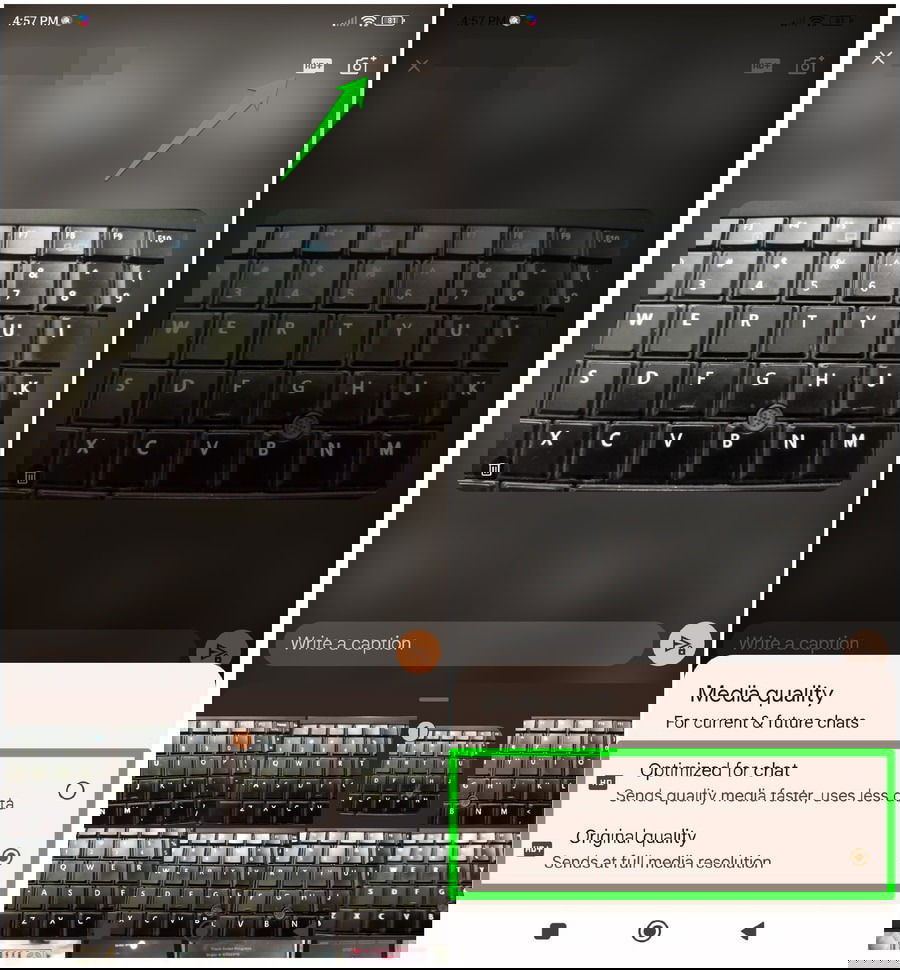 Sélection de la qualité d'image dans Google Messages Gallery