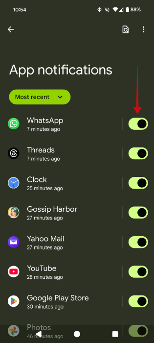 La vérification des notifications si les notifications pour WhatsApp sur Android sont activées.