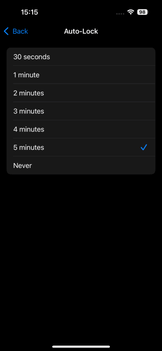Augmentation du temps de verrouillage automatique sur l'iPhone.
