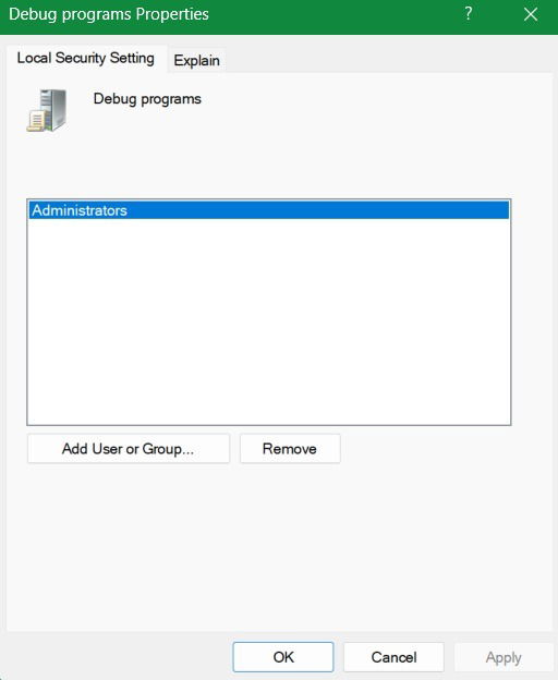 Le paramètre des programmes de débogage est activé par défaut sur votre appareil.