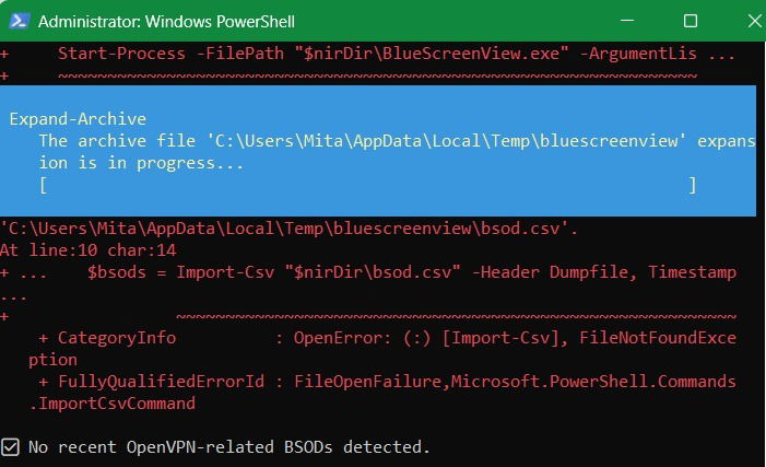 Aucun BSODS lié à OpenVPN n'a récemment détecté dans le système.