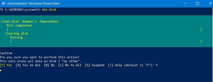 Former un processus de lecteur USB affiché dans une fenêtre PowerShell.