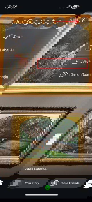 Sauver le collage créé dans Instagram sur iPhone.