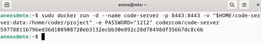 Démarrer le conteneur du serveur de code