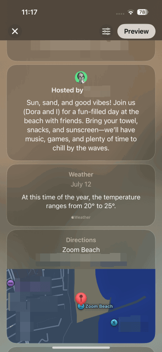 Afficher les détails de l'événement dans l'application Invite sur iPhone.