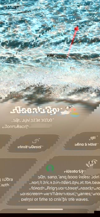 Tappant sur l'icône du calendrier dans l'application Invite sur iPhone.