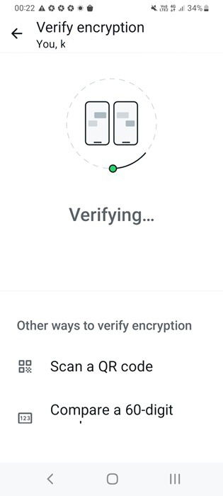 WhatsApp correspond aux clés de vérification d'un contact.