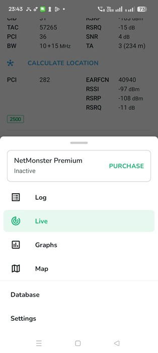 L'application Netmonster donne des données de localisation et de station de base en temps réel.