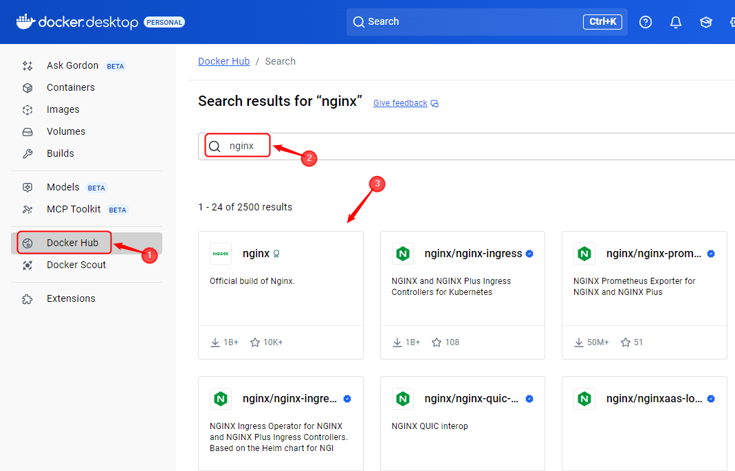 Recherchez une image de docker d'image prédéfinie