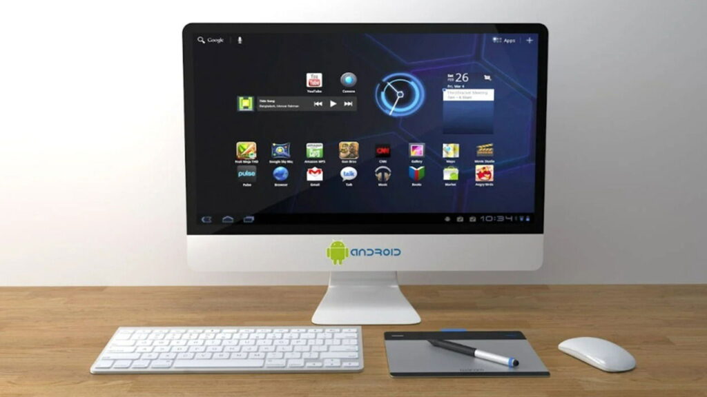 Android desktop on monitor.