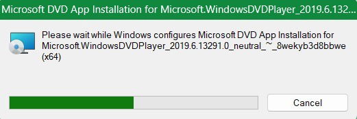 L'application Microsoft DVD Installation sur Windows 11.