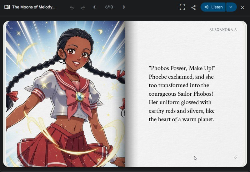 Book de contes Gemini utilisant un style d'art en forme d'anime. s