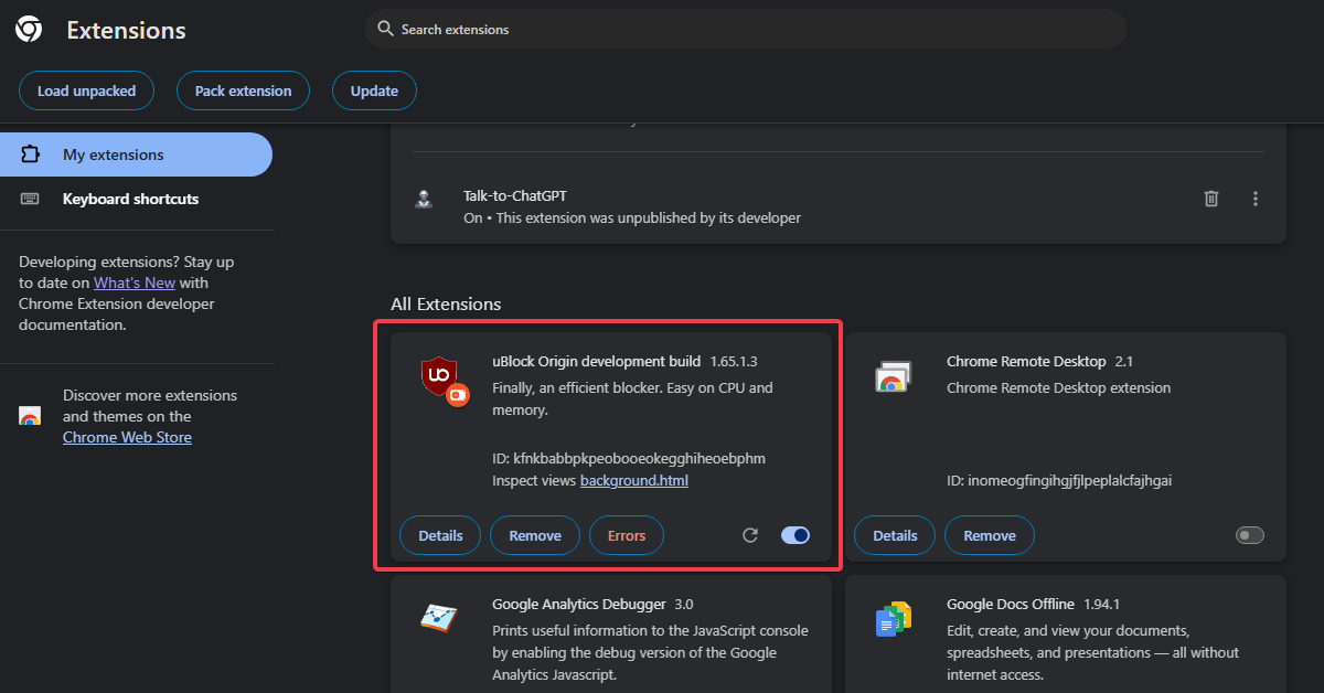 Origine ublock restaurée