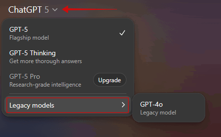 Activation du modèle ChatGPT-4O plus ancien sur PC.