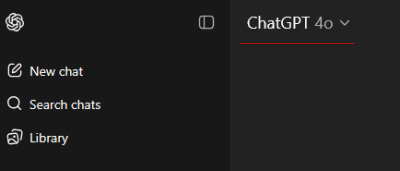 Vue de modèle plus ancien dans le chatppt sur PC.