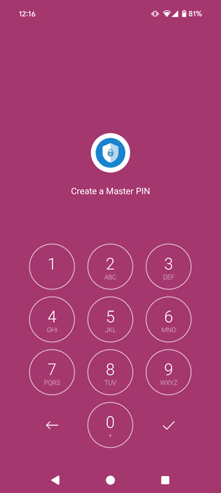 Configuration d'une broche maître dans Applock App sur Android.
