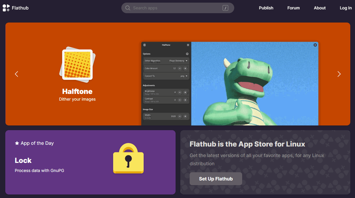 Interface du magasin Flathub