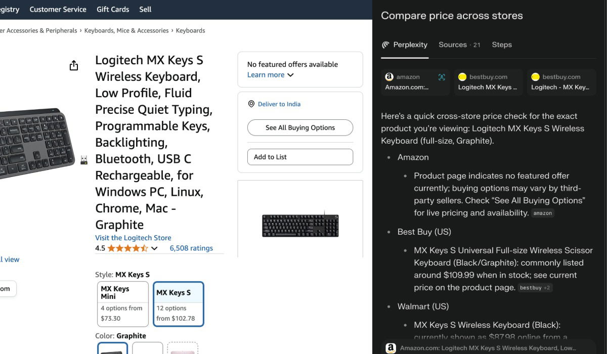 Comète comparant le prix du clavier