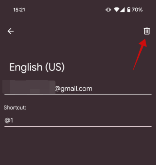 Suppression du raccourci de texte de GBoard sur Android.