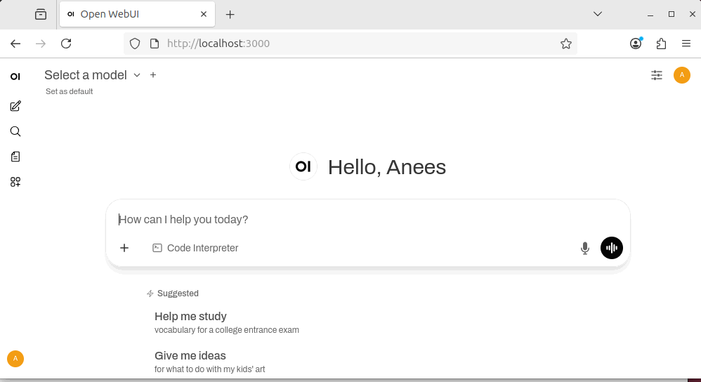 Ouvrir la configuration de Webui