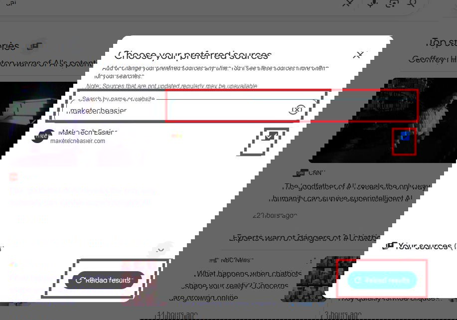 Ajouter et gérer les sources préférées dans la recherche Google Ajouter des sources