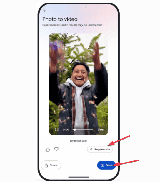 Régénérer la photo à la vidéo