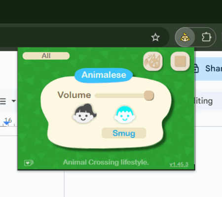 Vue de tableau de bord d'extension de typage animal dans Chrome.