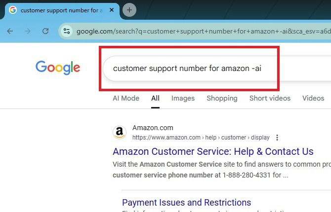 Désactiver la recherche sur l'IA dans Google.