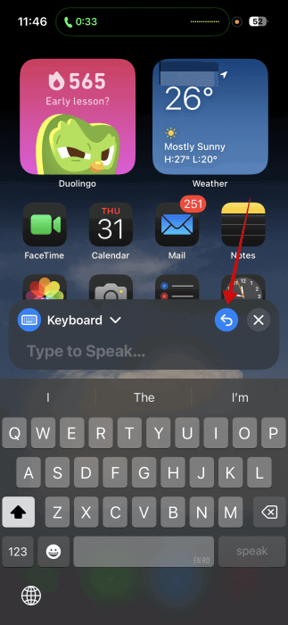 Appuyez sur le bouton de rétablissement dans l'interface utilisateur en direct sur iPhone.