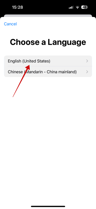 Choisir une langue pour la voix personnelle sur iPhone.