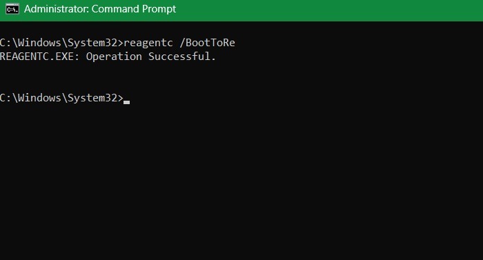 ReagentC permet le démarrage de l'environnement de récupération dans Windows CMD.