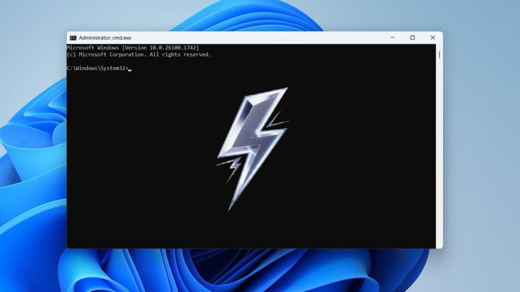 Command Prompt opened in Windows 11 with a lightening symbol