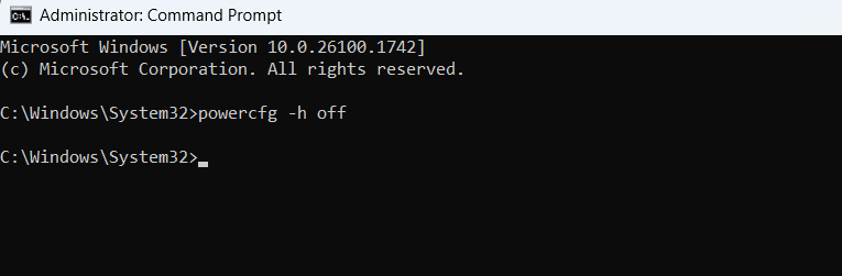 Désactivation de la fonction Hibernate dans CMD