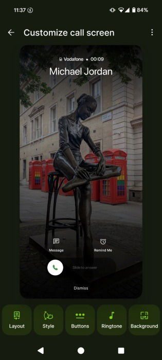 Modification de la carte d'appel créée avec l'application Jolt sur Android.