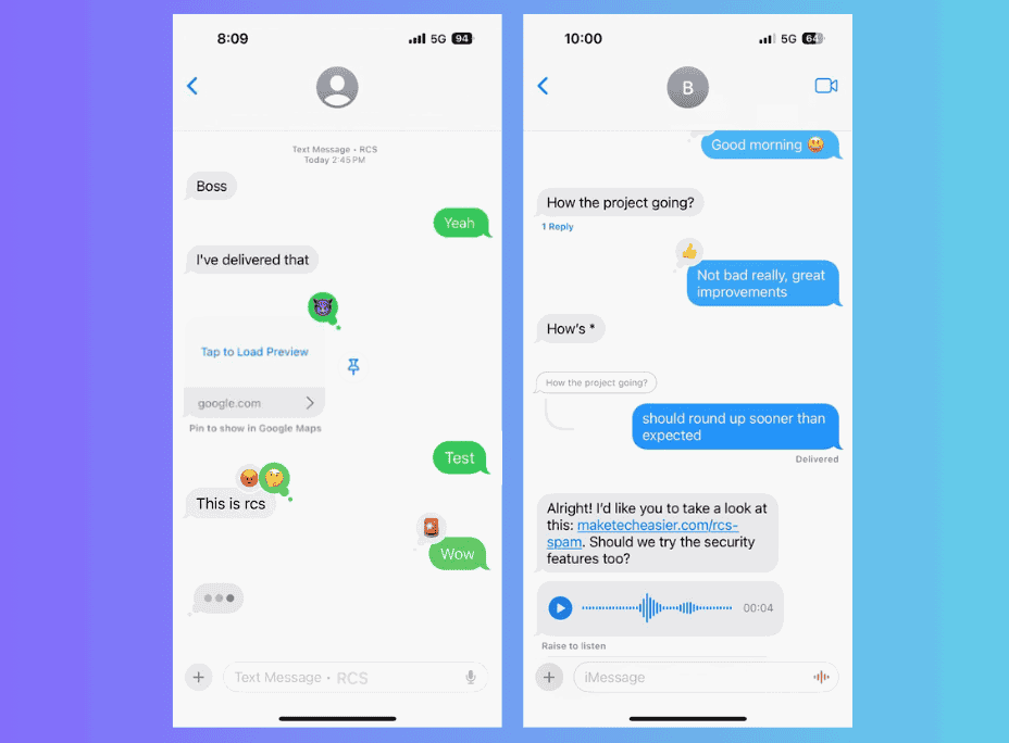 RCS et iMessage