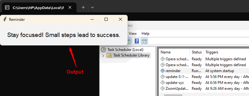 Vérifiez la sortie de la tâche