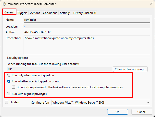 Mettre à jour les propriétés des tâches