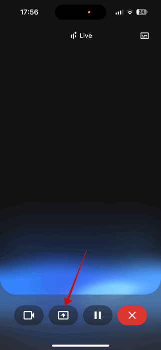 Appuyez sur l'icône d'écran dans l'écran en direct Gemini sur iPhone.