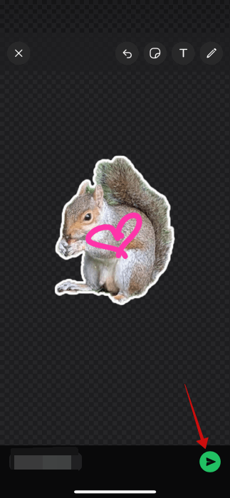 Envoi d'autocollant modifié sur WhatsApp sur iOS.