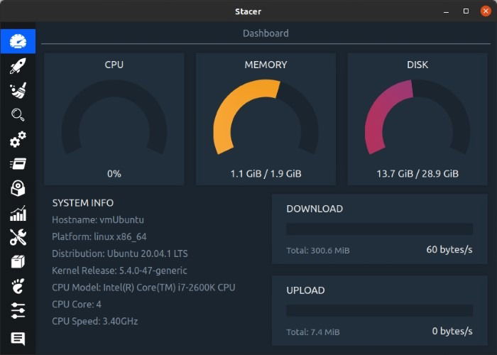 Optimiser Linux avec des informations en temps réel de Stacer