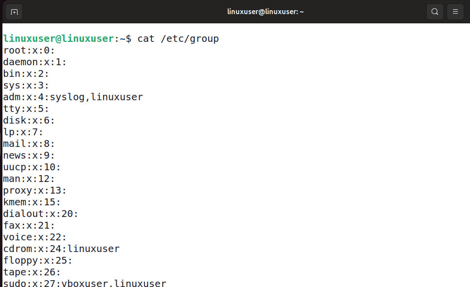 Fichier de groupe d'accès etc