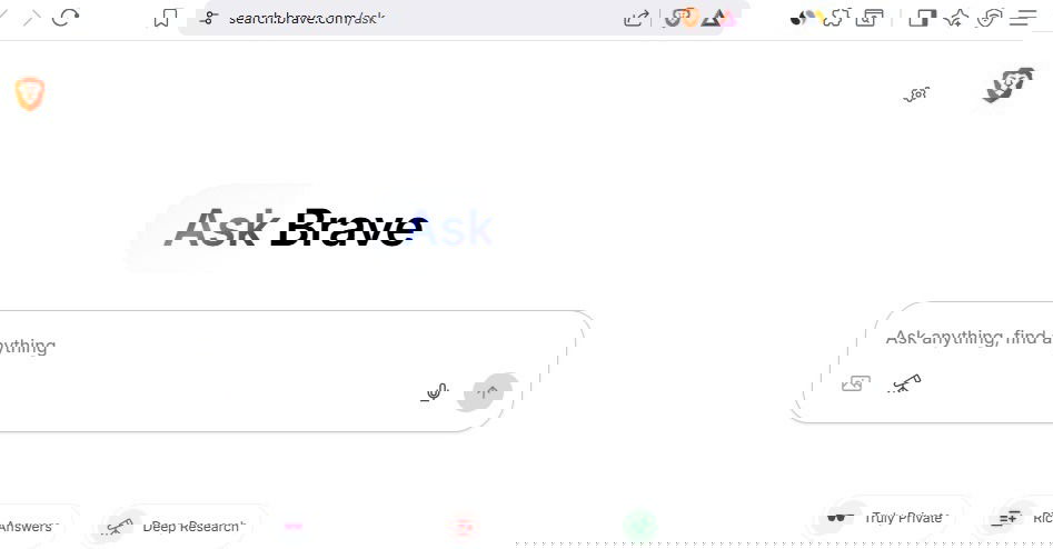 Page d'accueil du chatbot Ask de Brave.