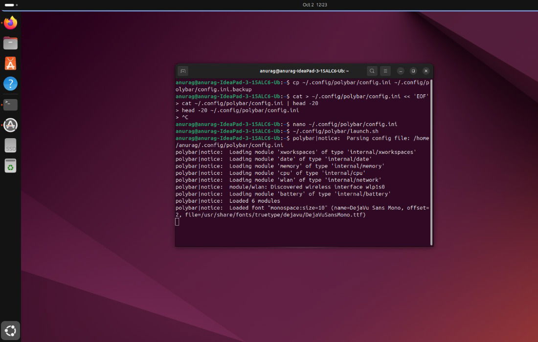 Script par défaut Polybar