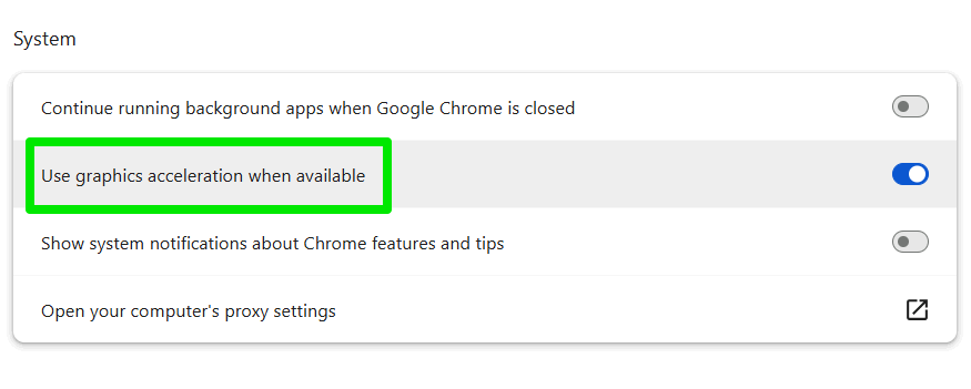 Activation de l'accélération matérielle dans Chrome